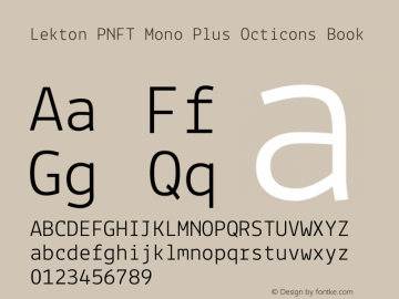 Lekton PNFT Mono Plus Octicons Book Version 34.000 Font Sample