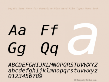 DejaVu Sans Mono for Powerline Plus Nerd File Types Mono Book Version 2.33 Font Sample