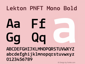 Lekton PNFT Mono Bold Version 34.000 Font Sample