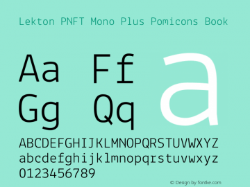 Lekton PNFT Mono Plus Pomicons Book Version 34.000 Font Sample