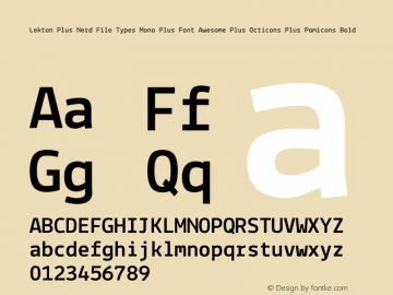 Lekton Plus Nerd File Types Mono Plus Font Awesome Plus Octicons Plus Pomicons Bold Version 34.000图片样张