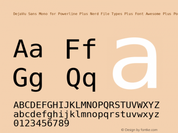 DejaVu Sans Mono for Powerline Plus Nerd File Types Plus Font Awesome Plus Pomicons Book Version 2.33 Font Sample