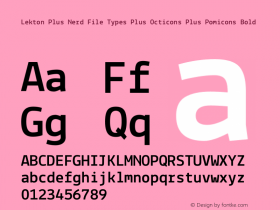 Lekton Plus Nerd File Types Plus Octicons Plus Pomicons Bold Version 34.000 Font Sample