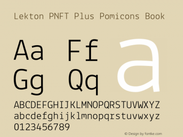Lekton PNFT Plus Pomicons Book Version 34.000 Font Sample
