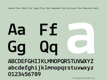 Lekton Plus Nerd File Types Plus Font Awesome Plus Octicons Plus Pomicons Bold Version 34.000图片样张