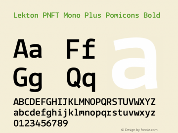 Lekton PNFT Mono Plus Pomicons Bold Version 34.000 Font Sample