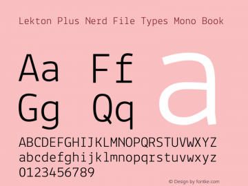 Lekton Plus Nerd File Types Mono Book Version 34.000 Font Sample