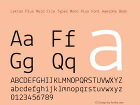 Lekton Plus Nerd File Types Mono Plus Font Awesome Book Version 34.000 Font Sample