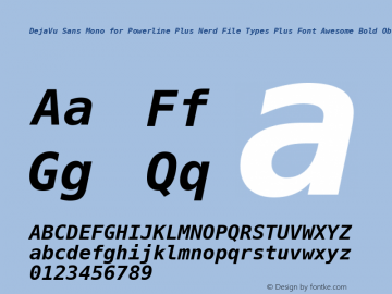 DejaVu Sans Mono for Powerline Plus Nerd File Types Plus Font Awesome Bold Oblique Version 2.33 Font Sample