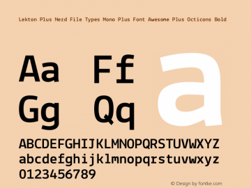 Lekton Plus Nerd File Types Mono Plus Font Awesome Plus Octicons Bold Version 34.000图片样张
