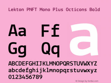 Lekton PNFT Mono Plus Octicons Bold Version 34.000 Font Sample