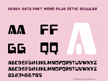 Heavy Data PNFT Mono Plus Octic Regular created March 2008 Font Sample