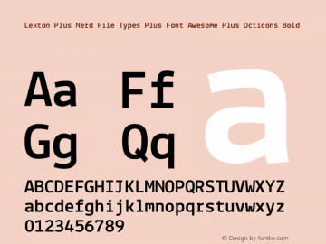 Lekton Plus Nerd File Types Plus Font Awesome Plus Octicons Bold Version 34.000图片样张