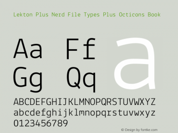Lekton Plus Nerd File Types Plus Octicons Book Version 34.000 Font Sample