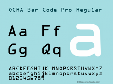 OCRA Bar Code Pro Regular Macromedia Fontographer 4.1 4/27/98图片样张