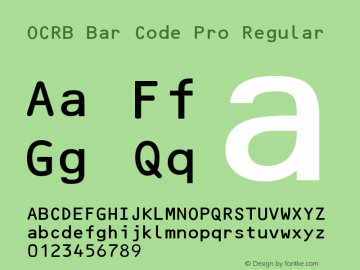 OCRB Bar Code Pro Regular Macromedia Fontographer 4.1 4/27/98 Font Sample