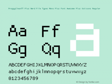 ProggyCleanTT Plus Nerd File Types Mono Plus Font Awesome Plus Octicons Regular 2004/04/15图片样张