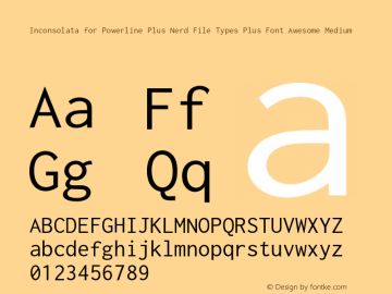 Inconsolata for Powerline Plus Nerd File Types Plus Font Awesome Medium Version 0.4.0图片样张