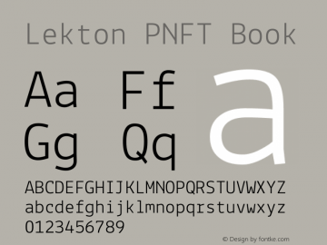 Lekton PNFT Book Version 34.000 Font Sample