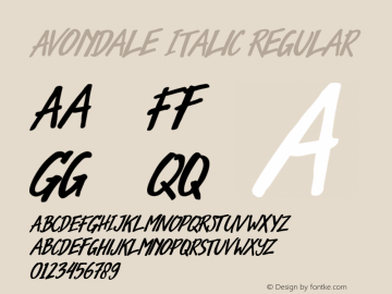 Avondale Italic Regular 001.000 Font Sample