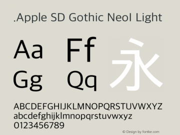 .Apple SD Gothic NeoI Light 11.0d2e1 Font Sample