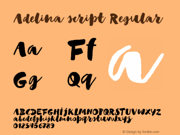 Adelina script Regular Unknown Font Sample