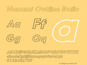 Nanami Outline Italic Version 1.000 Font Sample