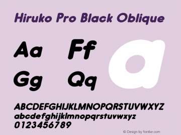Hiruko Pro Black Oblique Version 1.001 Font Sample