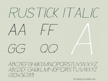Rustick Italic Version 1.000图片样张