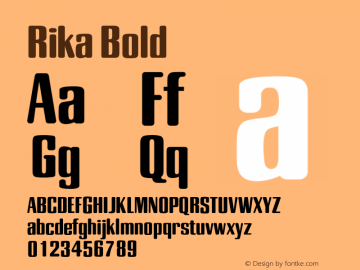 Rika Bold Version 001.000 Font Sample