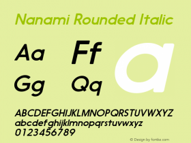 Nanami Rounded Italic Version 1.003 Font Sample