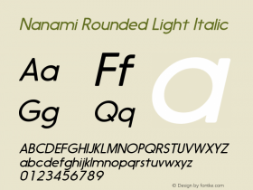 Nanami Rounded Light Italic Version 1.003 Font Sample