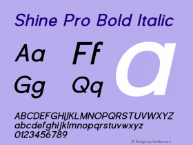 Shine Pro Bold Italic 1.000图片样张