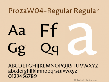 ProzaW04-Regular Regular Version 1.00 Font Sample