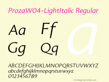 ProzaW04-LightItalic Regular Version 1.30图片样张