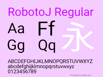 RobotoJ Regular Version 1.18; 2015-08-14 ; ttfautohint (v1.3)图片样张