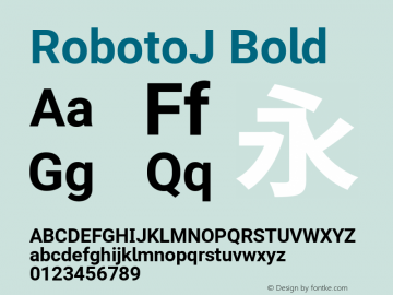 RobotoJ Bold Version 1.18; 2015-08-14 ; ttfautohint (v1.3) Font Sample