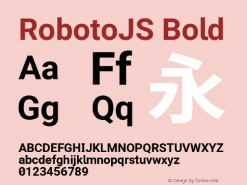 RobotoJS Bold Version 1.18; 2015-08-14 ; ttfautohint (v1.3)图片样张