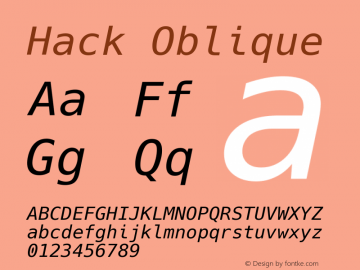 Hack Oblique Version 2.010 Font Sample