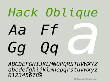 Hack Oblique Version 2.010 Font Sample