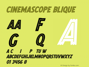 CinemascopeOblique ☞ Version 1.000;com.myfonts.easy.sideshow.cinemascope.oblique.wfkit2.version.3ToG Font Sample