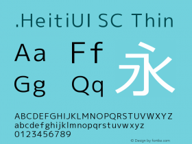 .HeitiUI SC Thin 10.0d4e2图片样张