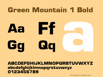 Green Mountain 1 Bold 1.0 Font Sample