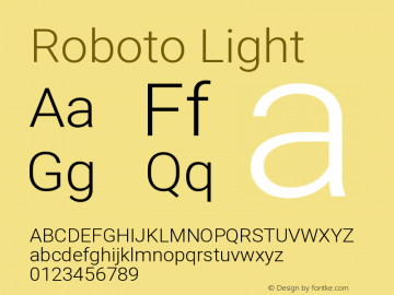 Roboto Light Version 2.000980; 2014图片样张
