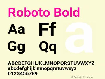 Roboto Bold Version 2.000980; 2014 Font Sample