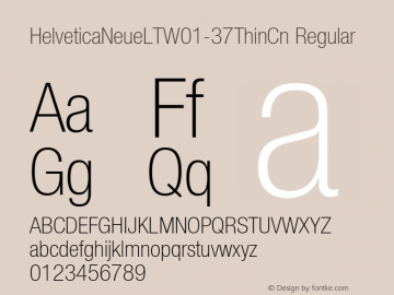 HelveticaNeueLTW01-37ThinCn Regular Version 1.00 Font Sample