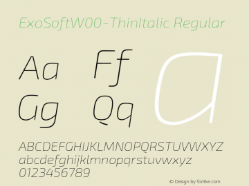 ExoSoftW00-ThinItalic Regular Version 1.10图片样张