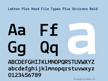Lekton Plus Nerd File Types Plus Octicons Bold Version 34.000 Font Sample