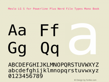 Meslo LG S for Powerline Plus Nerd File Types Mono Book 1.210 Font Sample