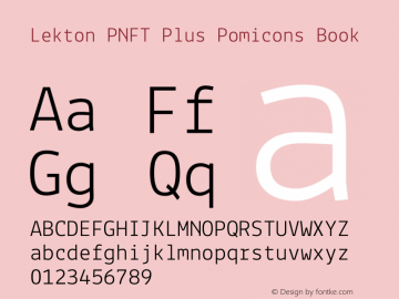Lekton PNFT Plus Pomicons Book Version 34.000 Font Sample